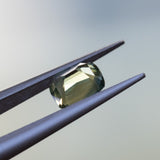 1.02CT ELONGATED CUSHION AUSTRALIAN SAPPHIRE, PARTI LIGHT GREEN YELLOW, 6.06X4.8X3.67MM