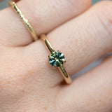 0.77ct Round Australian Parti Green Sapphire Low Profile 4 Prong Solitaire in 14k Yellow Gold