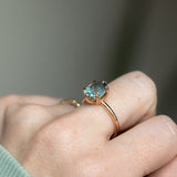 3.70ct Untreated Precision Cut Oval Montana Sapphire Diamond-studded Sea Star Solitaire in 18k Rose Gold