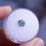 1.20CT ROUND PRECISION CUT MONTANA SAPPHIRE, SHIMMERY AQUA BLUE, UNTREATED, 6X4.1MM