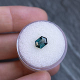 1.75CT ELONGATED HEXAGON NIGERIAN SAPPHIRE, UNTREATED, DEEP TEAL BLUE, 8.18X5.70X4.20MM