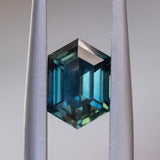 1.75CT ELONGATED HEXAGON NIGERIAN SAPPHIRE, UNTREATED, DEEP TEAL BLUE, 8.18X5.70X4.20MM