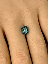2.44CT CUSHION PRECISION CUT MONTANA SAPPHIRE, BICOLOR BLUE TEAL, 7.9X6.8MM