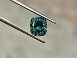 2.44CT CUSHION PRECISION CUT MONTANA SAPPHIRE, BICOLOR BLUE TEAL, 7.9X6.8MM