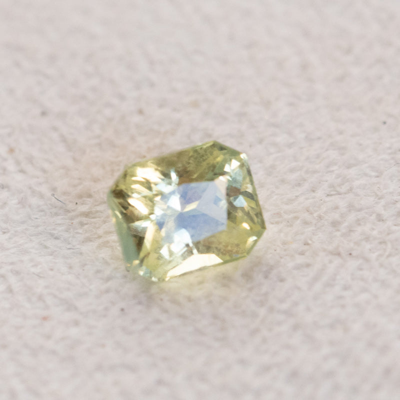 1.78CT MADAGASCAR RADIANT CUT SAPPHIRE, LIGHT YELLOW GREEN, 6.9X6X4MM