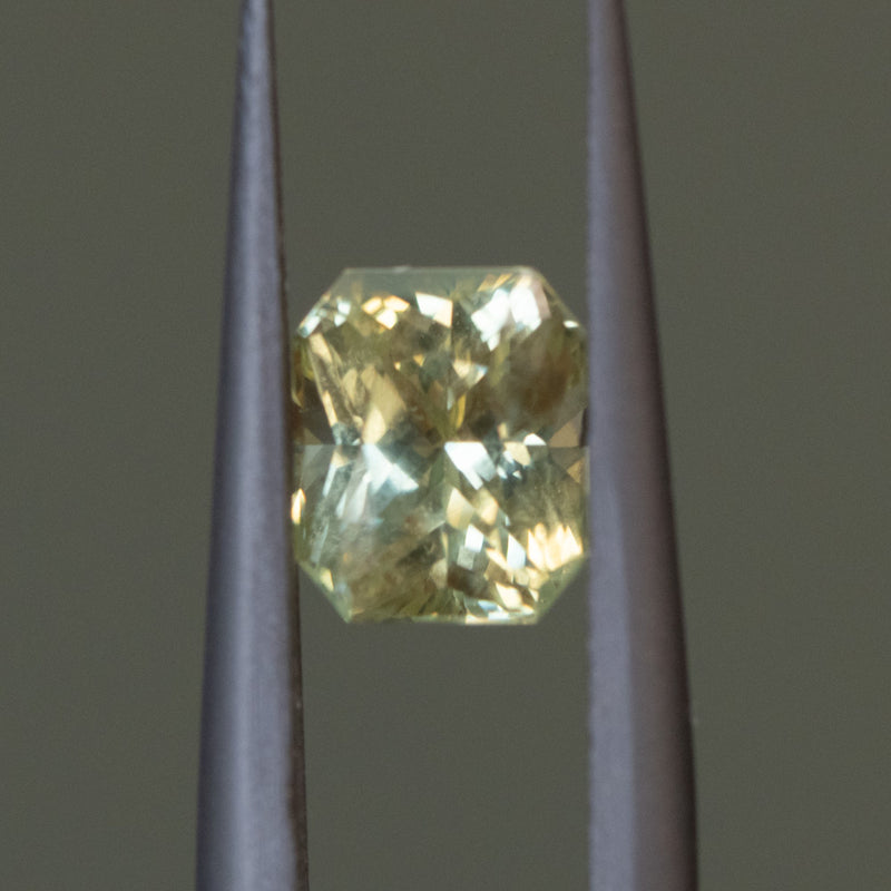 1.78CT MADAGASCAR RADIANT CUT SAPPHIRE, LIGHT YELLOW GREEN, 6.9X6X4MM