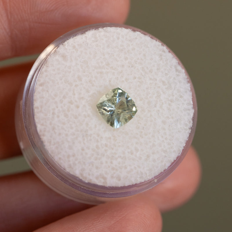 1.24CT SQUARE CUSHION MONTANA SAPPHIRE, LIGHT MINTY GREEN, 6X6X4.14MM