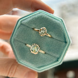 0.82ct Unheated Silky Light Seafoam Teal Montana Sapphire Scallop Cup Solitaire in 14k Yellow Gold