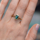 1.61ct Untreated Emerald Cut Green Sapphire Contemporary Bezel Set Ring in 18k Yellow Gold