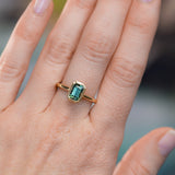 1.61ct Untreated Emerald Cut Green Sapphire Contemporary Bezel Set Ring in 18k Yellow Gold