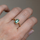 1.61ct Untreated Emerald Cut Green Sapphire Contemporary Bezel Set Ring in 18k Yellow Gold