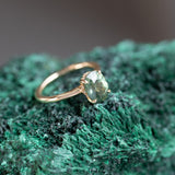 1.75ct Oval Teal Green Untreated Nigerian Sapphire Hidden Halo Solitaire in 14k Yellow Gold