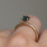 1.08ct Oval Deep Teal Madagascar Sapphire Classic 4 Prong Solitaire in 14k Yellow Gold