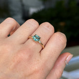 1.65ct Cushion Cut Untreated Madagascar Parti Sapphire and Light Blue Sapphire Low Profile East-West Ring in 14k Yellow Gold