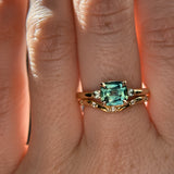 1.65ct Cushion Cut Untreated Madagascar Parti Sapphire and Light Blue Sapphire Low Profile East-West Ring in 14k Yellow Gold