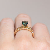 1.27ct Round Australian Sapphire Evergreen Carved Solitaire in 14k Yellow Gold