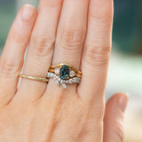 1.87ct Oval Untreated Songean Ocean Blue Sapphire and Lab Grown Diamond Dainty Three Stone Ring in 18k Yellow Gold