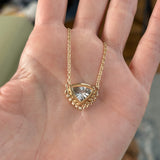 2.12ct Fancy Untreated Trillion White Sapphire Vine Frame Necklace in 14k Yellow Gold