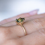 2.14ct Untreated Parti Australian Oval Sapphire Lotus Solitaire in 14k Yellow Gold