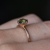 1.32ct Oval Parti Green Untreated Sapphire Scallop Cup Solitaire in 14k Rose Gold