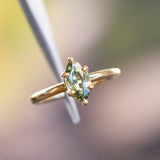 1.11ct Australian Marquise Parti Sapphire Low Profile 6 Prong Solitaire in 18k Yellow Gold