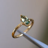 1.11ct Australian Marquise Parti Sapphire Low Profile 6 Prong Solitaire in 18k Yellow Gold