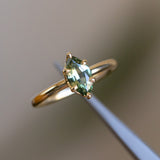 1.11ct Australian Marquise Parti Sapphire Low Profile 6 Prong Solitaire in 18k Yellow Gold