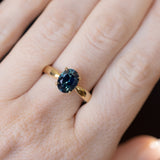 2.04ct Oval Untreated Nigerian Sapphire Low Profile 4 Prong Tapered Solitaire in 14k Yellow Gold