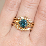 1.93ct Ocean Blue Teal Montana Sapphire Low Profile Six Prong Split Shank Solitaire in 18k Yellow Gold