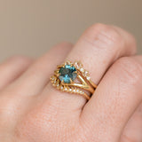 1.93ct Ocean Blue Teal Montana Sapphire Low Profile Six Prong Split Shank Solitaire in 18k Yellow Gold