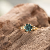 1.93ct Ocean Blue Teal Montana Sapphire Low Profile Six Prong Split Shank Solitaire in 18k Yellow Gold