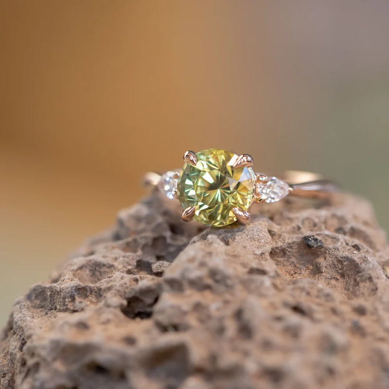 Three Stone Ring with Pear Side Stones- Setting