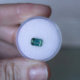 1.29CT EMERALD CUT MADAGASCAR SAPPHIRE, EMERALD GREEN WITH TEAL, 7.47X5.05X3.37MM