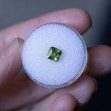 1.36CT SQUARE ASSCHER CUT AUSTRALIAN SAPPHIRE, APPLE GREEN, 5.67X5.74X4MM