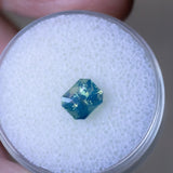 1.73CT RADIANT CUT MADAGASCAR SAPPHIRE, OPALESCENT TEAL GREEN AND BLUE, 6.5X5.5X5.2MM