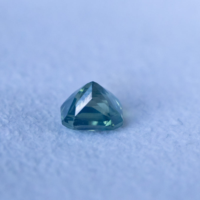 1.73CT RADIANT CUT MADAGASCAR SAPPHIRE, OPALESCENT TEAL GREEN AND BLUE, 6.5X5.5X5.2MM