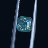 2.22CT RADIANT CUT MADAGASCAR SAPPHIRE, OPALESCENT TEAL GREEN WITH PARTI YELLOW, 6.10X5.84X5.77MM