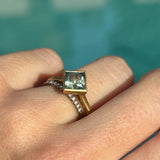 2.17ct Princess Cut Teal Montana Sapphire Contemporary Bezel Set Ring in 18k Yellow Gold