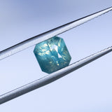 2.22CT RADIANT CUT MADAGASCAR SAPPHIRE, OPALESCENT TEAL GREEN WITH PARTI YELLOW, 6.10X5.84X5.77MM