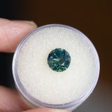 2.89CT FANCY ROUND AUSTRALIAN SAPPHIRE, DEEP PARTI GREEN YELLOW TEAL, UNTREATED, 8.1X6MM