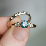 1.00ct Round Teal Blue Montana Sapphire and Diamond Starry Night Low Profile Solitaire in 14k Yellow Gold