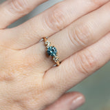 1.00ct Round Teal Blue Montana Sapphire and Diamond Starry Night Low Profile Solitaire in 14k Yellow Gold