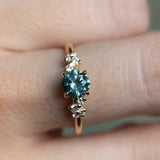 1.00ct Round Teal Blue Montana Sapphire and Diamond Starry Night Low Profile Solitaire in 14k Yellow Gold