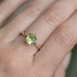 1.95ct Oval Yellow-Green Untreated Parti Nigerian Oval Sapphire Six Prong Evergreen Solitaire in 14k Green Gold