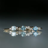 1.00ct Round Teal Blue Montana Sapphire and Diamond Starry Night Low Profile Solitaire in 14k Yellow Gold