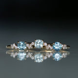 1.00ct Round Teal Blue Montana Sapphire and Diamond Starry Night Low Profile Solitaire in 14k Yellow Gold