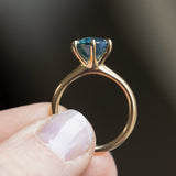 4.06ct Oval Bicolor Montana Sapphire Coral Six Prong Solitaire in 14k Yellow Gold