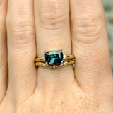 2.51ct Radiant Cut Untreated Madagascar Sapphire and Diamond Low Profile East-West Ring in 14k Yellow Gold