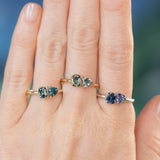 Low Profile Cushion and Trillion Sapphire Toi Et Moi Rings in 14k Green, Yellow and White Gold