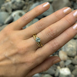 1.30ct Untreated Precision Cut Round Light Teal Montana Sapphire Classic 4 Prong Solitaire in 18k Yellow Gold